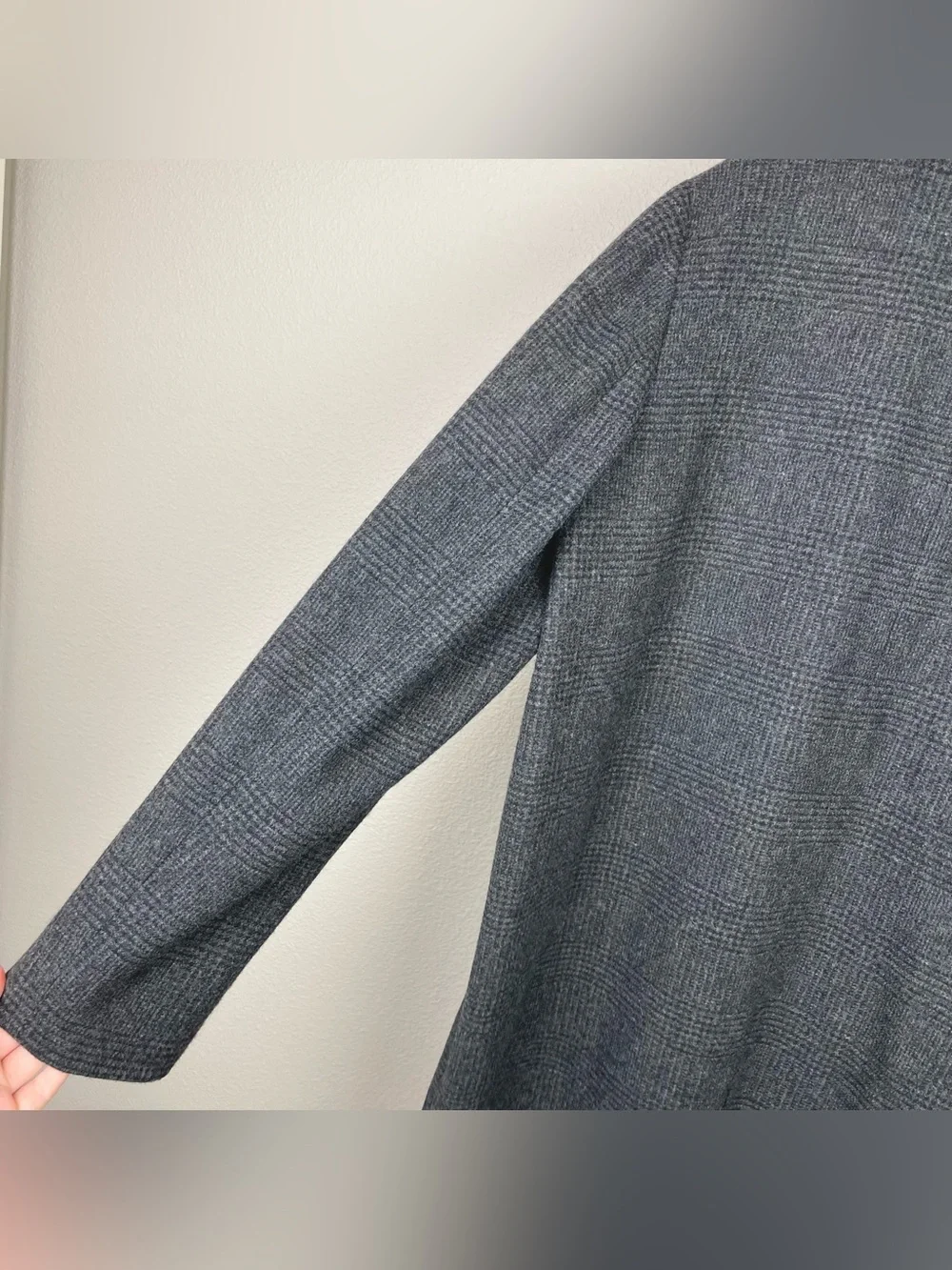 J.Crew Women's 10 Gray Plaid 100% Wool Blend Overcoat Highneck Posh Academia - Picture 14 of 16